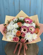 Букет цветов из:  Розы, Герберы и Хризантемы в Даровской