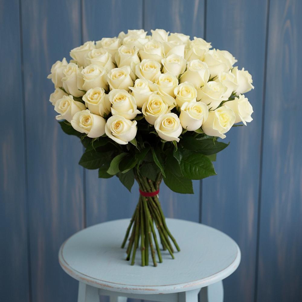 Букет 51 Белая роза Эдлесс Лав в Даровской