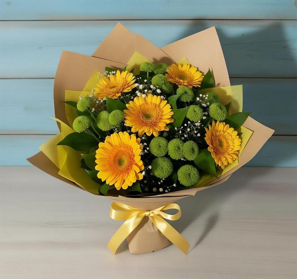 Букет цветов из: Герберы и Хризантемы в Даровской