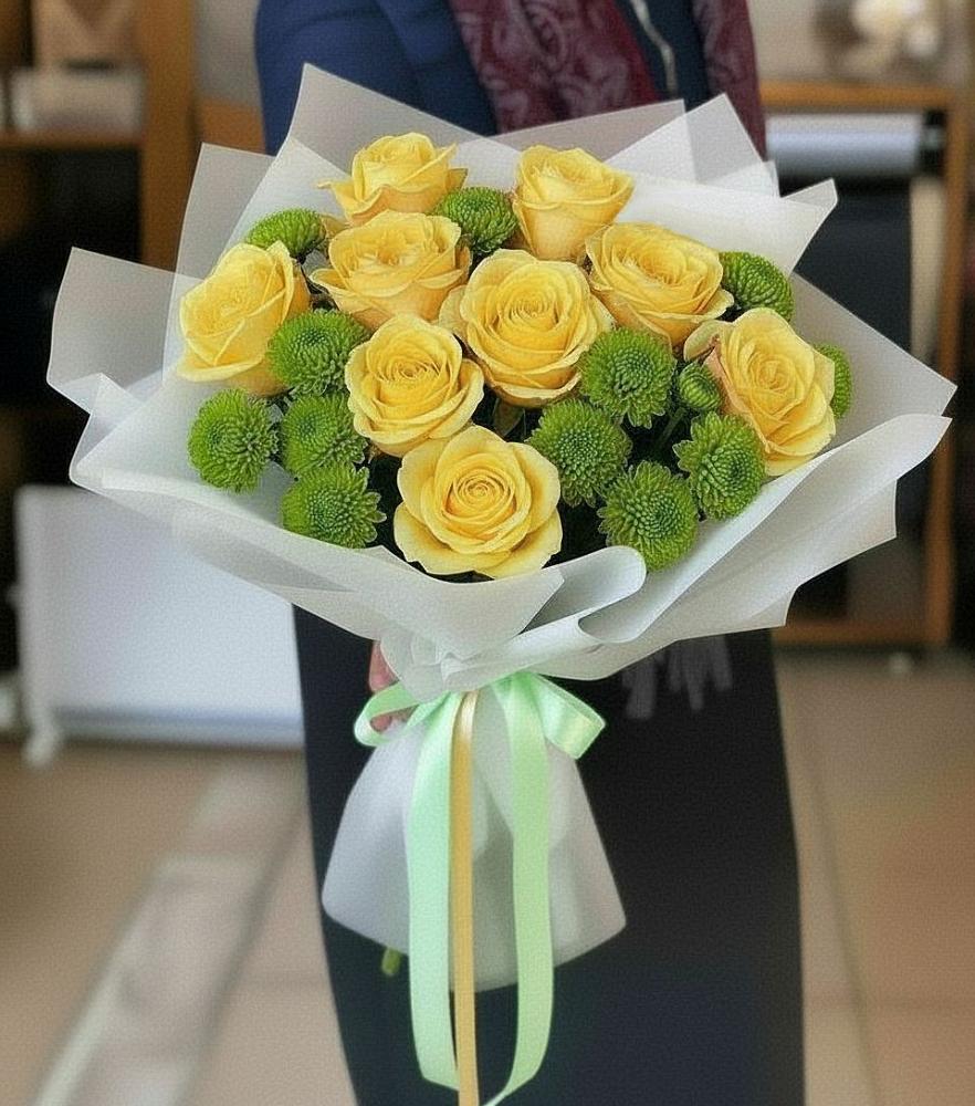 Букет цветов из: Хризантемы и Розы в Даровской