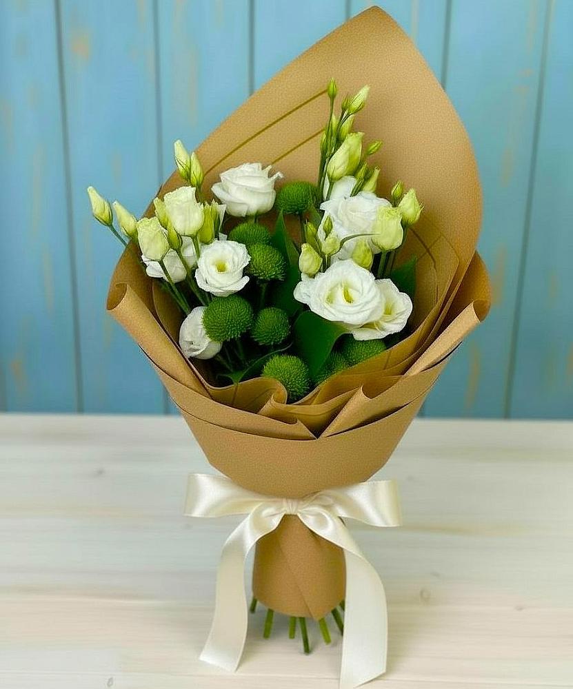 Букет цветов из: Хризантемы и Лизиантусы в Даровской