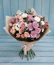 Букет цветов из:  Хризантемы, Розы и Альстромерии в Даровской